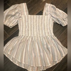 NWOT Bohme Smocked Peplum Blouse